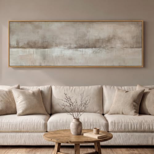 Large Framed Neutral Abstract Wall Art for Living Room