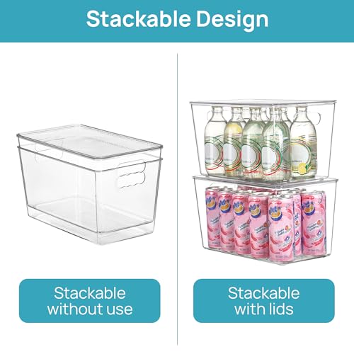 6 Pack Clear Stackable Storage Bins with Lids and Handles (6 Count)