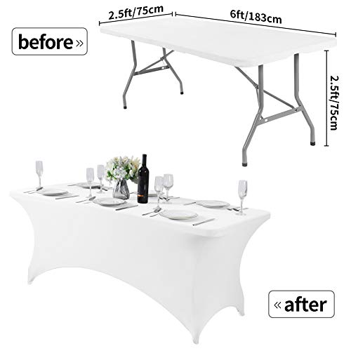 Spandex Table Cover for 6Ft or 4fT or 8ft Table Universal Fitted Stretch Tablecloth for Party