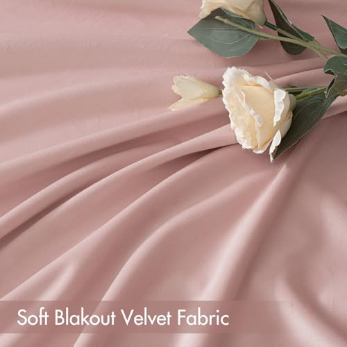 Light Pink Blackout Velvet Curtains Drapes 84 Inch Long 52"x84" (2 Count)