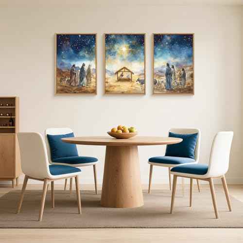 Large Bible Christian Religious Framed Canvas Wall Art Set