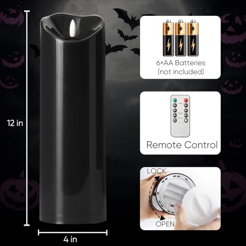 4"x12" Black Flameless Candles (2 Count)