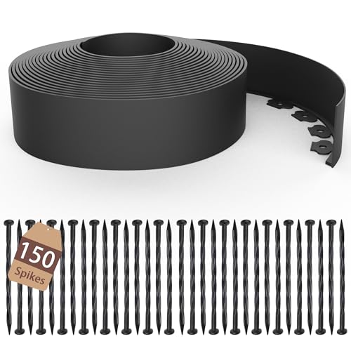 4 inch Tall Landscape Edging Kit 80FT Garden Edging with 150 Spikes for Lawn Edging and Flower Beds