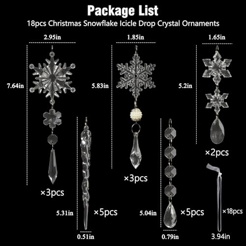 Crystal Christmas Tree Ornaments (18 Count)