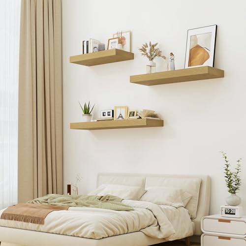 12" Deep Oak Floating Shelves