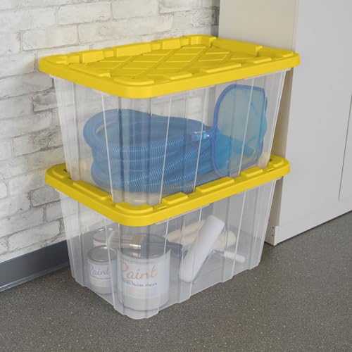 Industrial Storage Tote with Lids for Garage (8 Count)