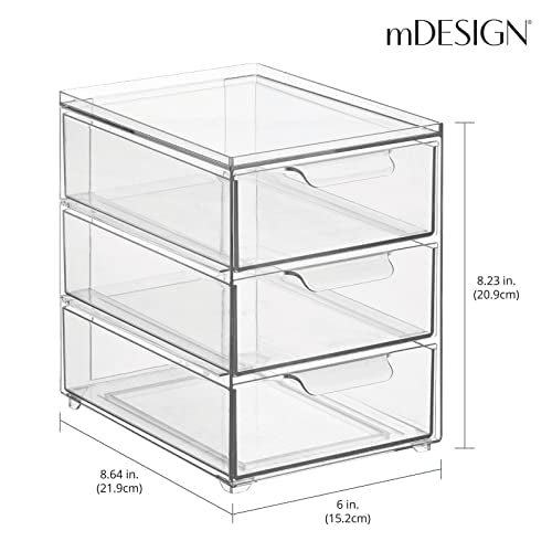 Plastic Stackable Organizer with 3 Drawers (4 Count)