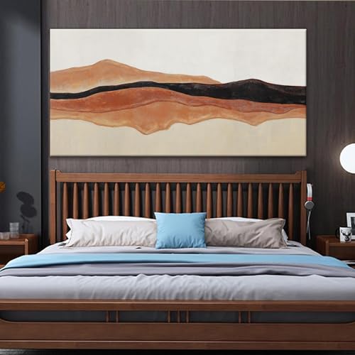 Large Red Brown White Abstract Wall Art For Living Room Decor 29" × 58"