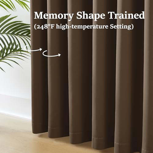 Chocolate Brown Pinch Pleat Blackout Curtains 90 Inches Long for Bedroom (2 Count)