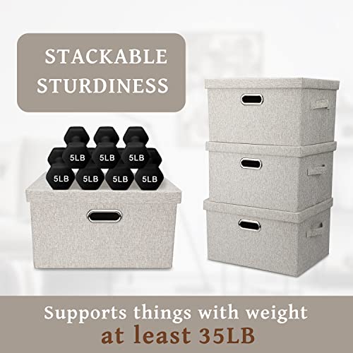 Medium 15" 21 Quart Collapsible Stackable Storage Bins with Lids (3 Count)