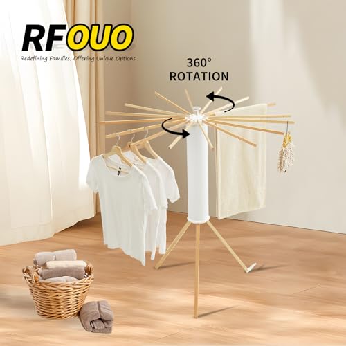 Foldable Clothes Drying Rack Tripod with Wooden 16 Rods