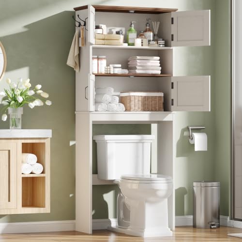 Over the Toilet Storage Cabinet with 4 Barn Doors