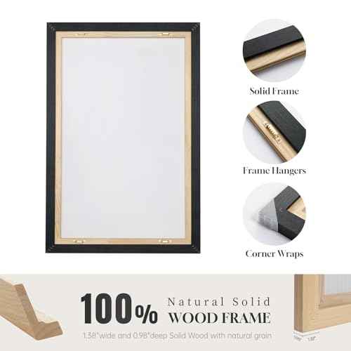 Framed Gray Black Gold Abstract Landscape Canvas Wall Art Decor