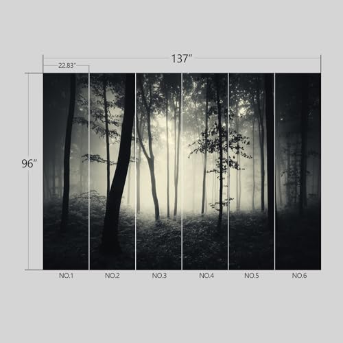 Dark Enchanted Misty Forest Wallpaper Peel and Stick wall Mural for Bedroom Living Room