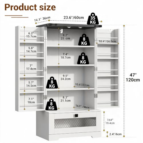 Farmhouse Pantry Cabinet with Barn Door & Adjustable Shelves