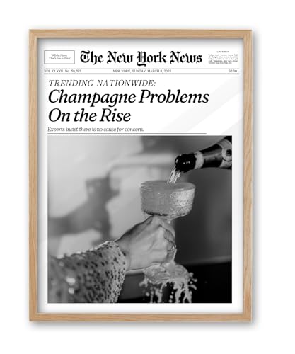12x16in Champagne Problems on the Rise Framed Newspaper Art