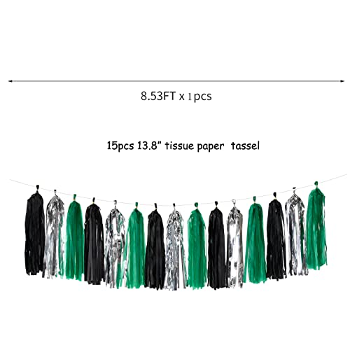 Black Green Silver Tassel Garland