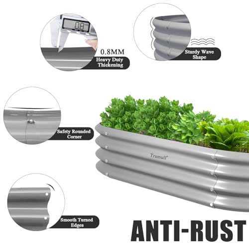 2 Pack 4x2x1ft Galvanized Raised Garden Bed Kit Oval Metal Ground Planter Box Outdoor Bottomless Planter Raised Beds for Vegetables Flowers Herbs Fruits