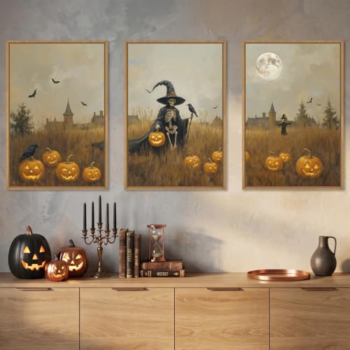 Halloween Ghost Reaper Framed Canvas Wall Art Set
