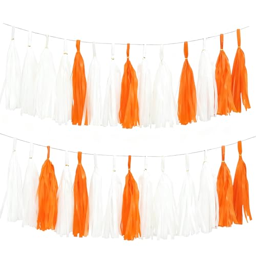 Orange White Tissue Paper Tassel
