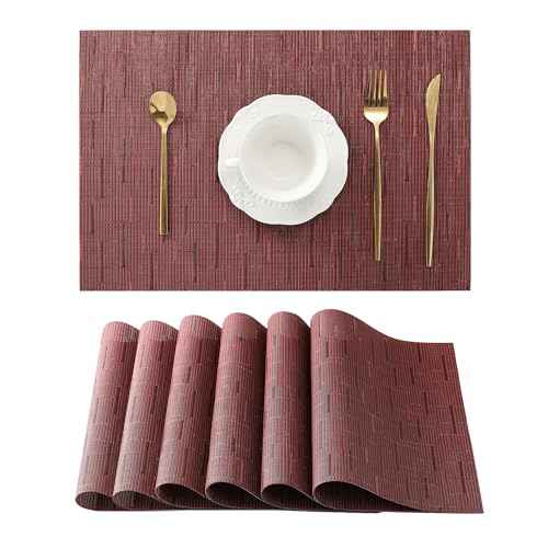 Burgundy Placemats Set of 6 (6 Count)