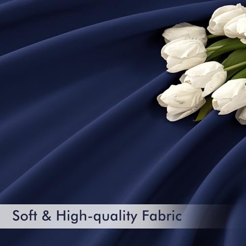 Navy Blue Back Tab Blackout Curtains 52x102 Inch Long 2 Panels Set (2 Count)