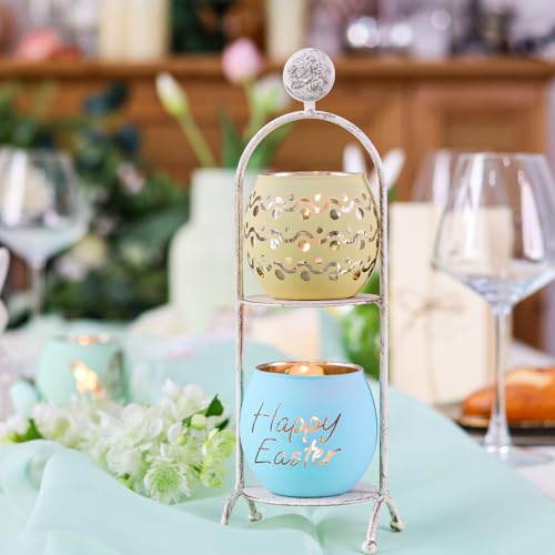 Easter Table Decorations 6PCS Glass Votive Tealight Candle Holders (6 Count)