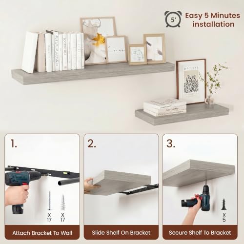 12 Deep Floating Shelves 30x12” Set of 2 (2 Count)