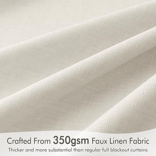 100% Blackout Back Tab Pleat Linen Curtains 50" Wx84 L (2 Count)