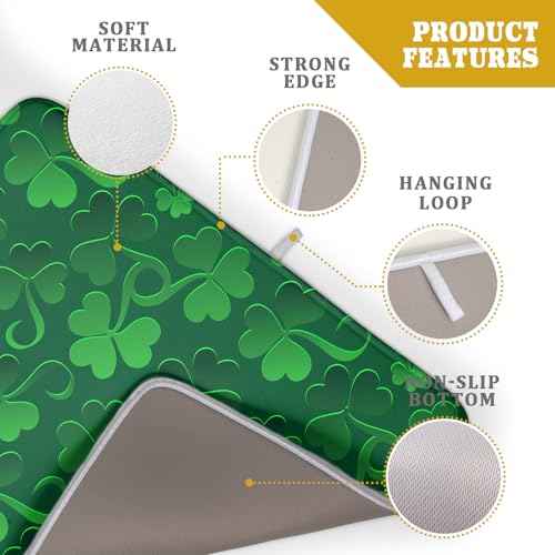 St Patricks Day Dish Drying Mat for Kitchen Shamrocks Absorbent Reversible Microfiber Kitchen Countertop Protector Dishes Pad Large 18x24 inch