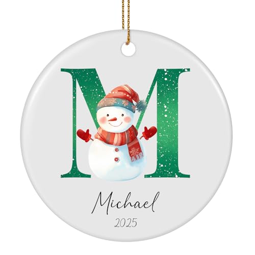 Personalized Christmas Ornaments 2025 Ceramic Custom Name Date Initial A