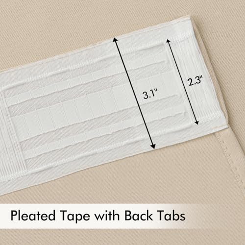 Cream Beige Back Tab Blackout Curtains 52x63 Inches Long 2 Panel Set (2 Count)