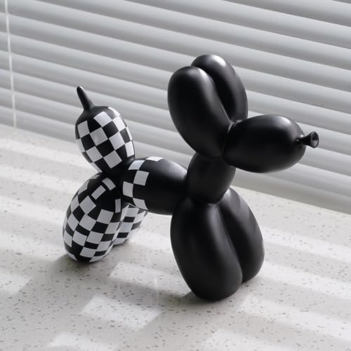 Resin Balloon Dog Statue with Checkered Pattern