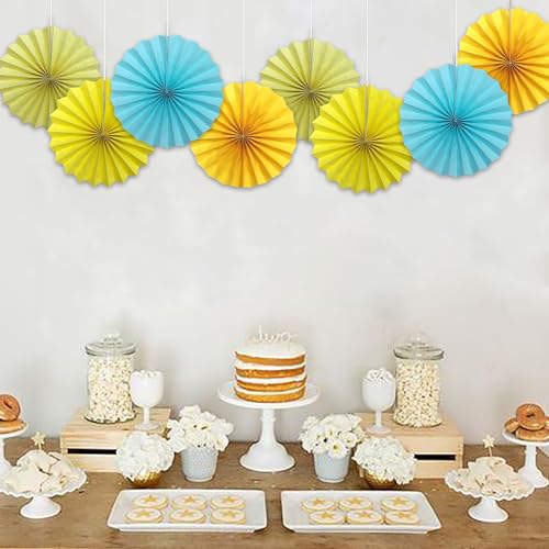 Yellow Birthday Decorations Hanging Paper Fans 12inch (30 Count)