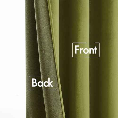 Moss Green Velvet Pinch Pleat Blackout Curtains W52 X L108 Inches