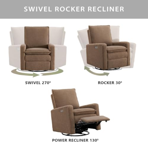 Uptown Power Glider Recliner Rocking Chair 270° Swivel for Nursery and Living Room