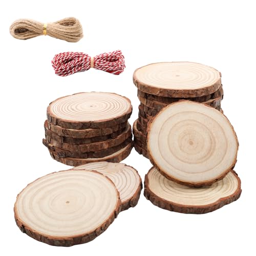 Natural Wood Slices for Wedding Decor (20 Count)