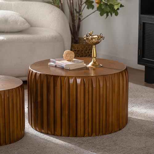 Fluted Round Coffee Table Set of 2 (2 Count)