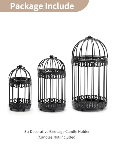 Decorative Bird Cages for Centerpiece (3 Count)
