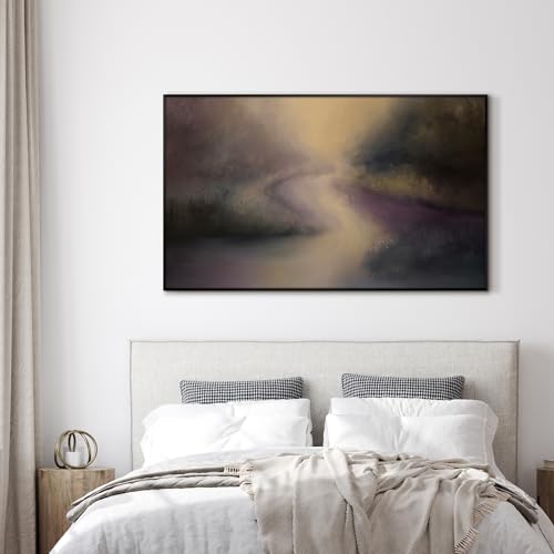 36"x60" Extra Large Framed Wall Art Golden Light River Path Dreamy Impressionist Landscape Illustration for Home Living Room Bedroom Decor