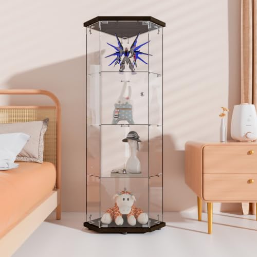 Black 5 Corner Glass Display Cabinet