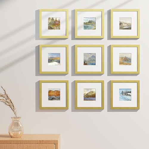 8x8 Picture Frames Set of 9 for Wall or Tabletop Display (9 Count)