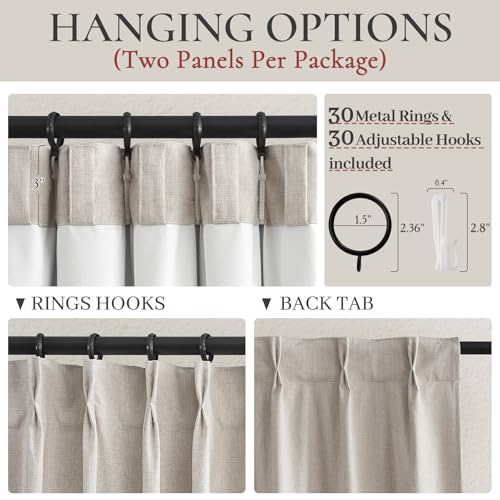 Pinch Pleated Blackout Curtains 100 Inches Extra Wide for Living Room (2 Count)