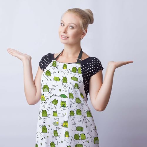 Garden Apron for Women Green Frogs Mans Aprons for Grilling for Kitchen Cooking Restaurant BBQ Painting Crafting Gardening 27”