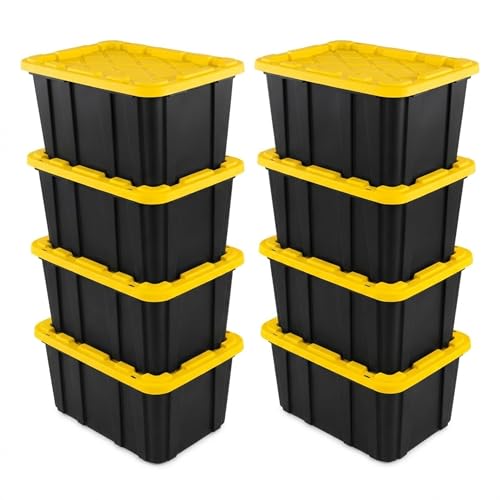 Industrial Storage Tote with Lids for Garage (8 Count)