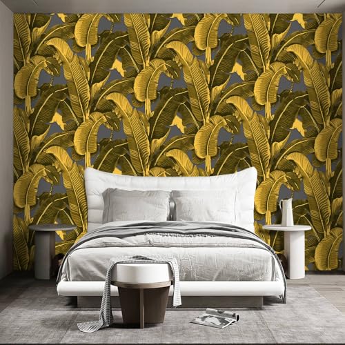 Vintage Gold Banana Leaf Bathroom wallpeper Living Room Bedroom Tropical Plant wall Mural