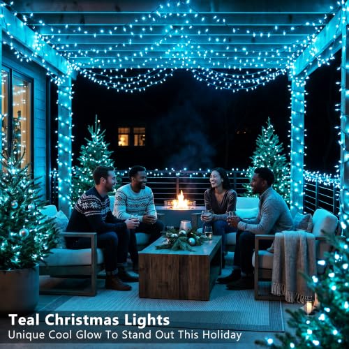 Teal Christmas Lights Outdoor 100 Count 19.7ft Incandescent Lights
