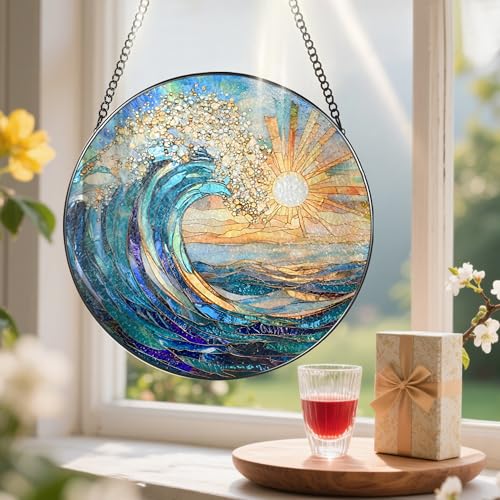 Sea Wave Stained Glass Suncatcher