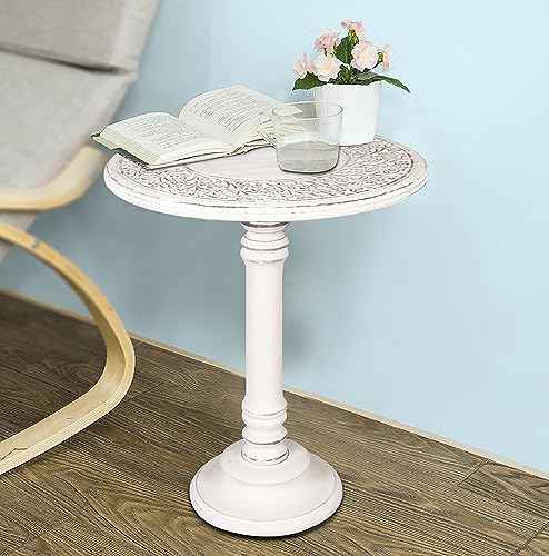 Lightnpro Carved Round Pillar End Table