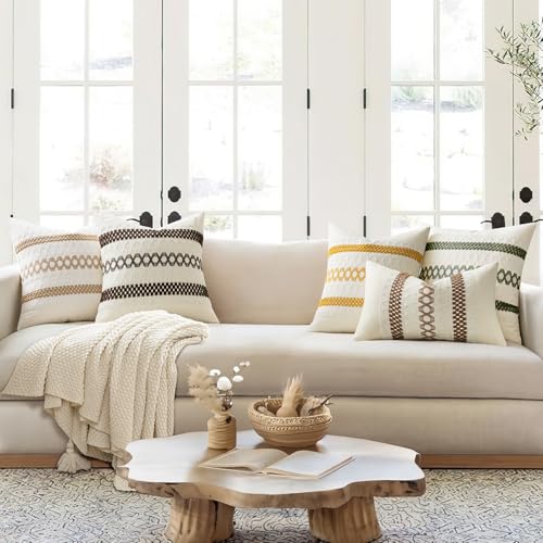 Set of 2 Dark Brown Boho Decorative Lumbar Pillow Covers 12x20 Inch (2 Count)